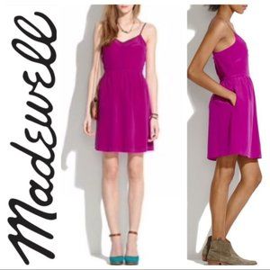Madewell Cami Silk Fuchsia Dress 10